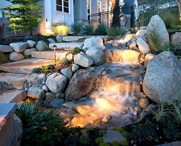 landscape creek with rocks in a home
